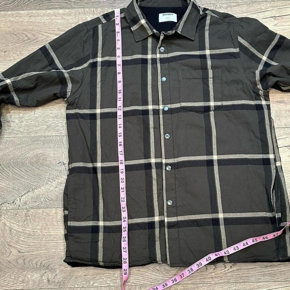 OLD NAVY Mens Plaid Cozy-Lined Shirt Jacket Gorpcore Lumberjack Workwear Large - Picture 3 of 8